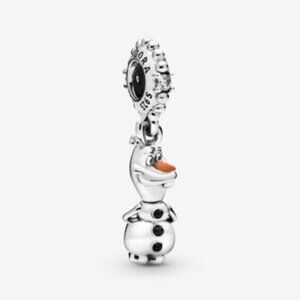 Pandora Silver Olaf Dangle Charm with Orange Nose